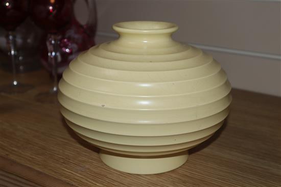 A Wedgwood yellow ground vase designed by Keith Murray height 16cm